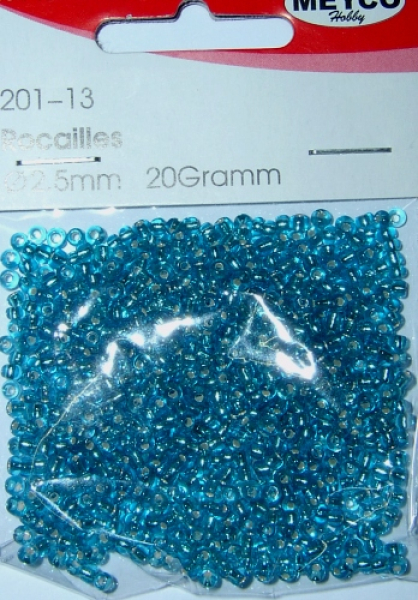 Rocailles Ø 2,5 mm - türkis mit Silbereinzug