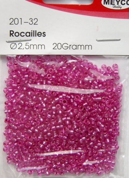 Rocailles Ø 2,5 mm - rosa mit Silbereinzug