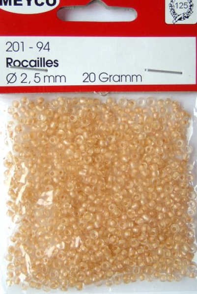 Rocailles Ø 2,5 mm - kristall mit Farbeinzug apricot