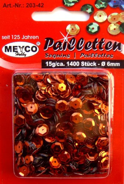 Pailletten gewölbt Ø 6mm - ca. 1400 Stück - kupfer