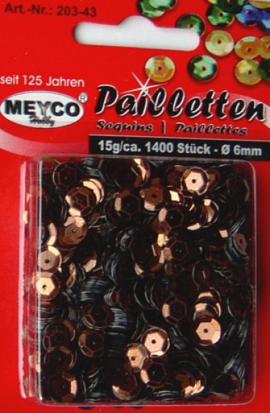 Pailletten gewölbt Ø 6mm - ca. 1.400 Stück - braun metallic