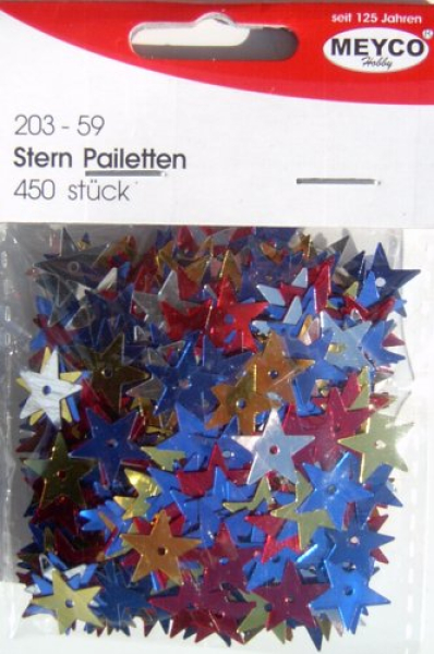 Pailletten 'große Sterne' - ca. 450 Stück - bunt sort.