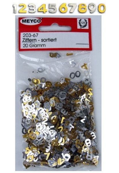 Pailletten Zahlen ca. 20g - gold u. silber