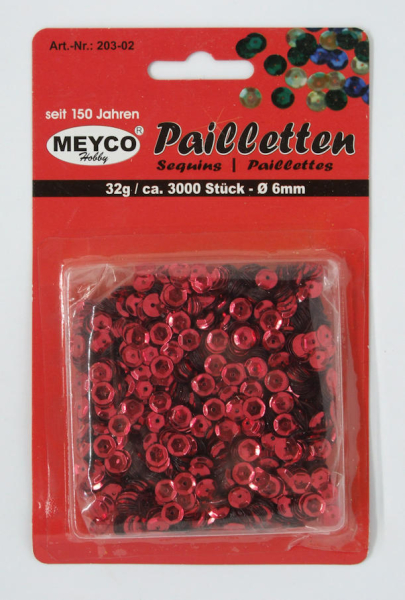 Pailletten gewölbt Ø 6mm - rot - ca. 3.000 Stück