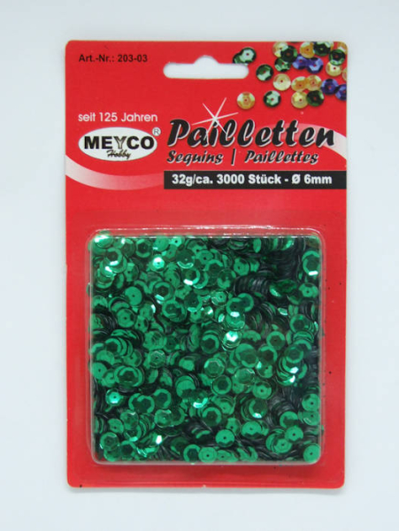 Pailletten gewölbt Ø 6mm - grün - ca. 3.000 Stück