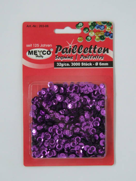 Pailletten gewölbt Ø 6mm - purple - ca. 3.000 Stück