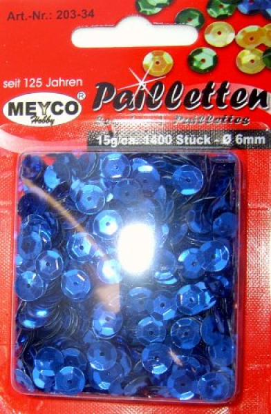 Pailletten gewölbt Ø 6mm - ca. 1400 Stück - blau