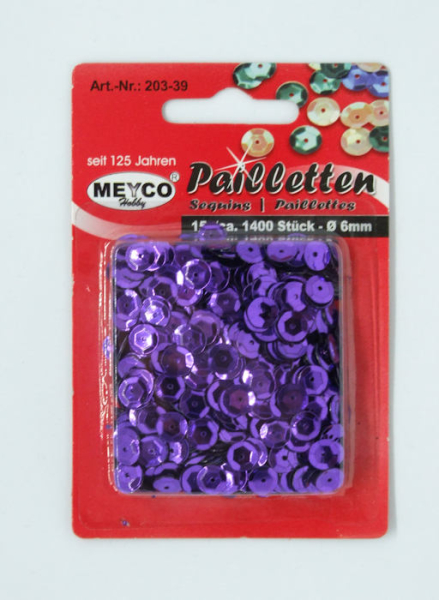 Pailletten gewölbt Ø 6mm - ca. 1.400 Stück - violett