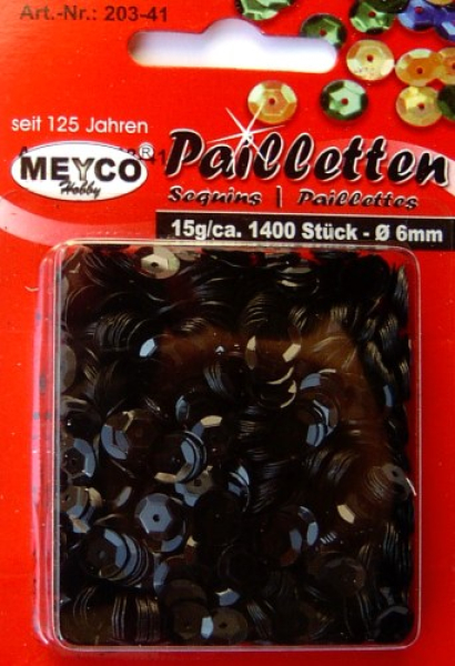 Pailletten gewölbt Ø 6mm - ca. 1400 Stück - Schwarz