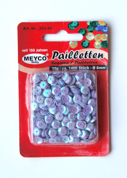Pailletten gewölbt Ø 6mm - ca. 1.400 Stück - eisblau-lila irisierend