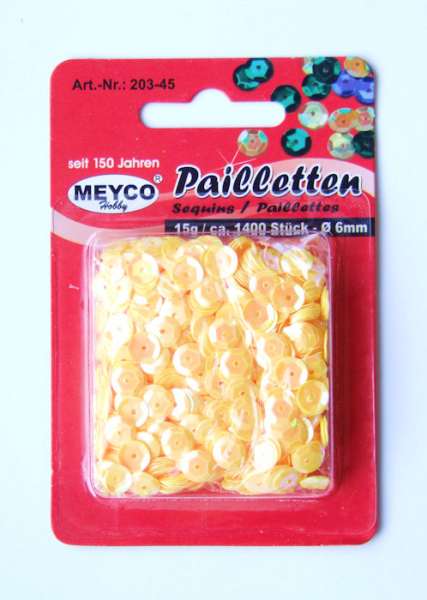 Pailletten gewölbt Ø 6mm - ca. 1400 Stück - gelb irisierend