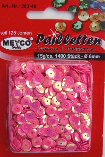 Pailletten gewölbt Ø 6mm - ca. 1.400 Stück - pink irisierend