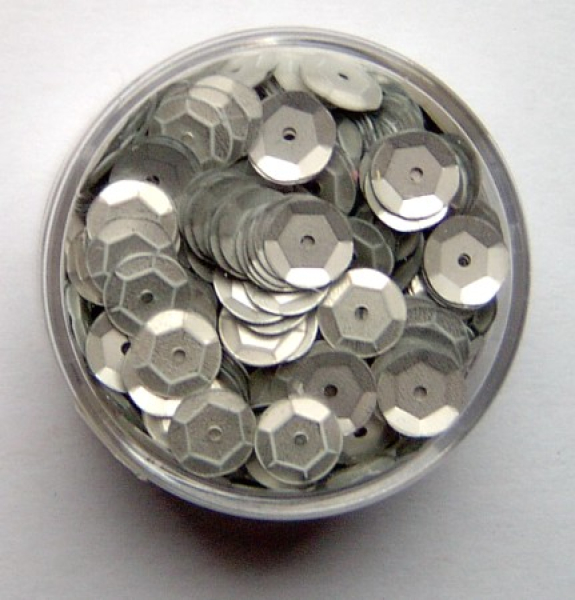 Pailletten gewölbt Ø 6mm, 6 Gramm - silber satiniert