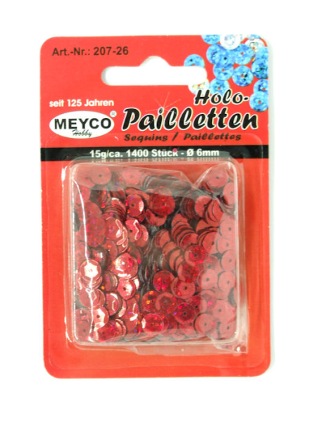 Hologramm Pailletten gewölbt Ø 6mm - Rot