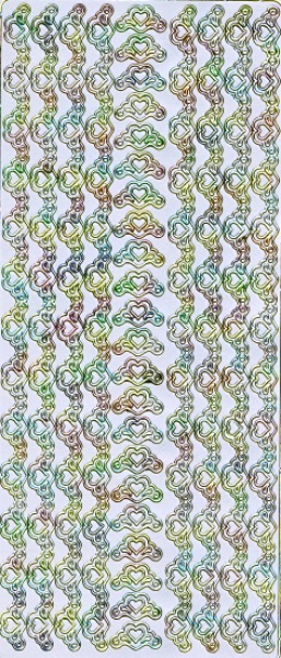 Sticker Bordüren Herzen - silber/multicolor1 Bogen 23x10 cm