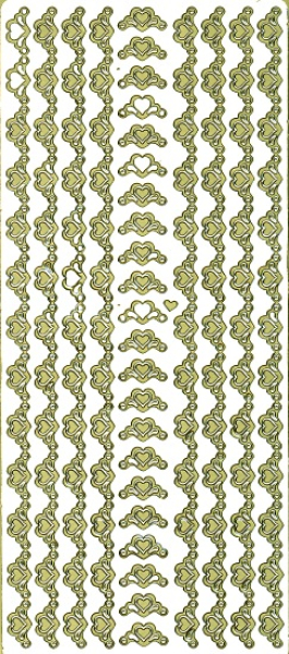 Sticker Bordüren Herzen - gold1 Bogen 23x10 cm