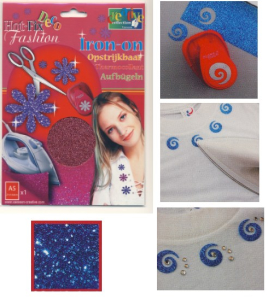 Hot-Fix Aufbügelfolie A5 Glitter - Blau