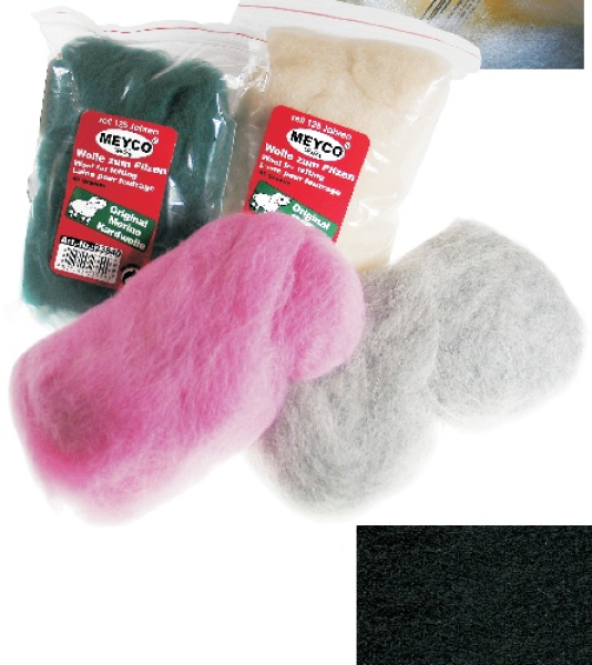Schurwolle zum Filzen / Märchenwolle, schwarz - 40g