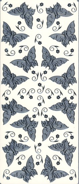 Spiegelsticker Schmetterlinge - silber    1 Bogen 10x24 cm