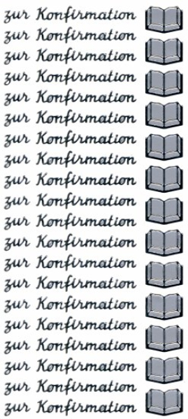 Spiegelsticker Zur Konfirmation - silber    1 Bogen 10x24 cm