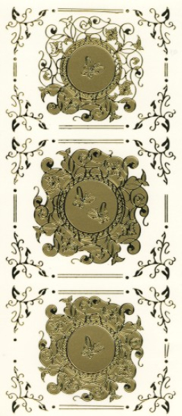 Spiegelsticker filigrane Kreise und Borden - gold   1 Bogen 10x24 cm