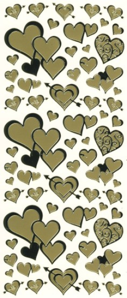 Spiegelsticker Herzen - gold   1 Bogen 10x24 cm