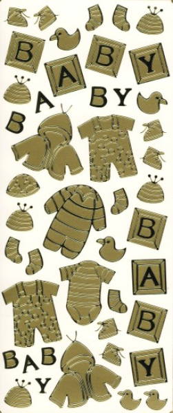 Spiegelsticker Babyartikel - gold   1 Bogen 10x24 cm