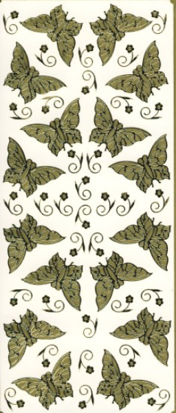 Spiegelsticker Schmetterlinge - gold    1 Bogen 10x24 cm