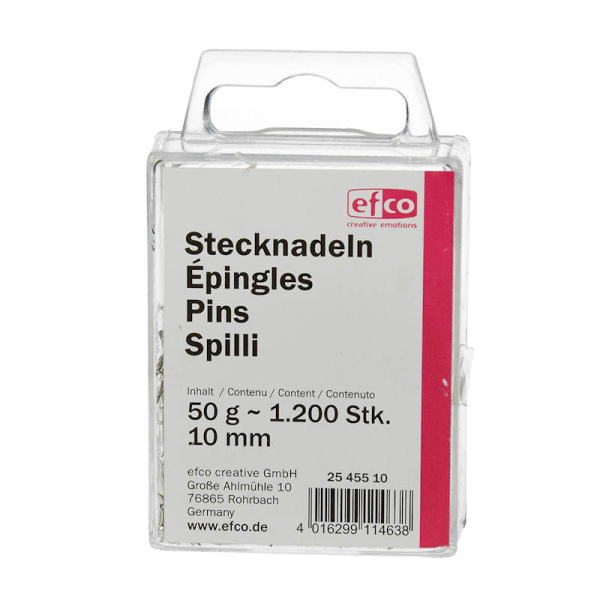 Stecknadeln 10 mm silberfarben, 50 g - ca. 1.200 Stück