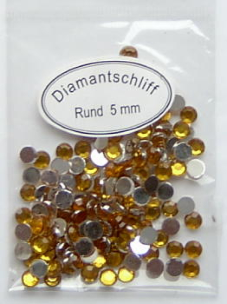 Acryl-Strasssteine rund Ø 5 mm, bernstein - ca. 120 Stück