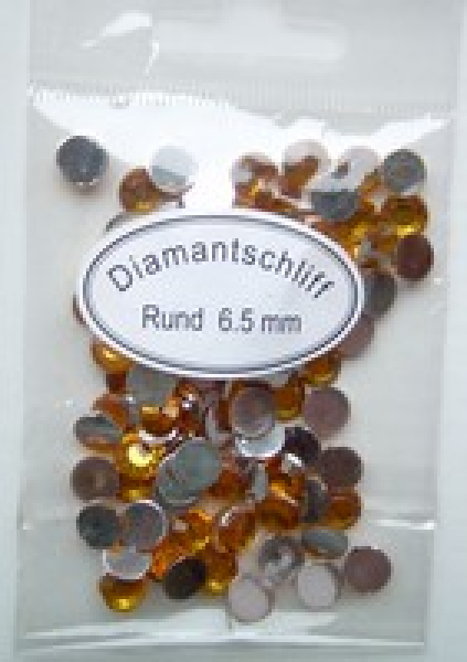 Acryl-Strasssteine rund Ø 6,5 mm, gelb - ca. 90 Stück