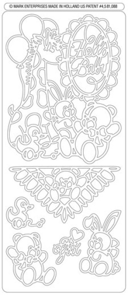 Sticker Hello Baby  - silber   1 Bogen 23x10 cm