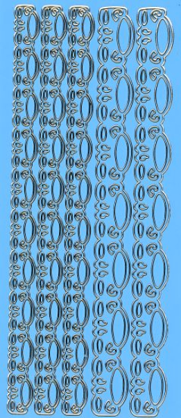 Sticker Rand mit Ovalen - blau/gold   1 Bogen 10x23 cm