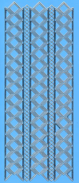 Sticker Rand mit Rauten - blau/silber   1 Bogen 10x23 cm