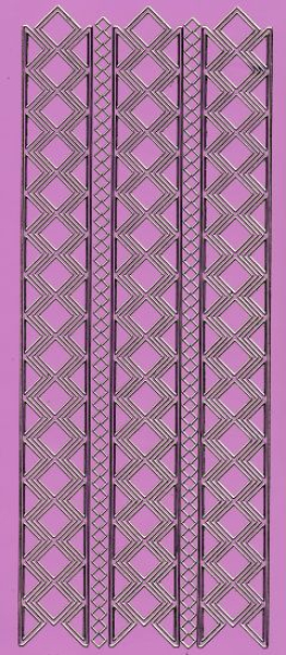 Sticker Rand mit Rauten - flieder/gold   1 Bogen 10x23 cm