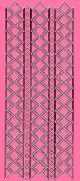 Sticker Rand mit Rauten - rosa/silber   1 Bogen 10x23 cm