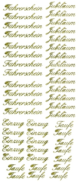 Sticker Angelika Wagner Kombitexte - gold 1 Bogen 23x10 cm