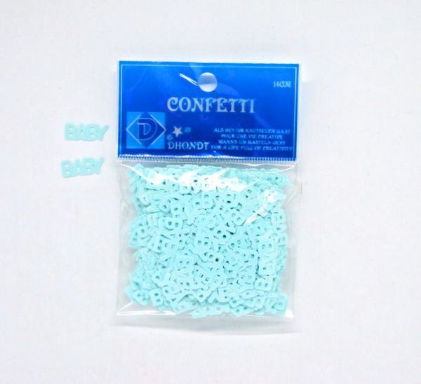 Konfetti/Streuteile Schriftzug BABY, 14 g - blau-türkis