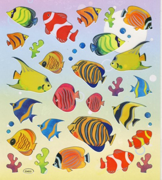 Foliensticker Fischebunt mit Silberdruck1 Bogen 22x15 cm