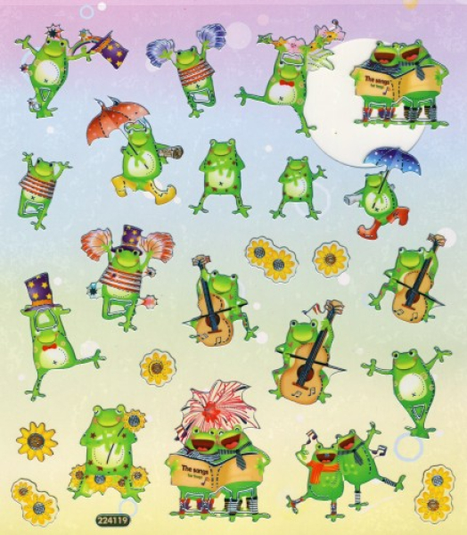 Foliensticker Fröschebunt mit Silberdruck1 Bogen 22x15 cm