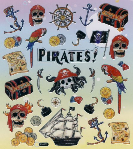 Foliensticker Piratenbunt mit Silberdruck1 Bogen 22x15 cm