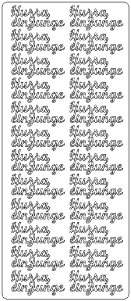 Sticker Hurra ein Junge - gold 1 Bogen 23x10 cm