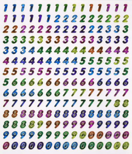 Foliensticker Zahlenbunt mit Golddruck1 Bogen 22x15 cm