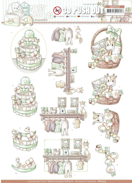 3D Stanzbogen Yvonne Creations "Newborn" - Baby Basket