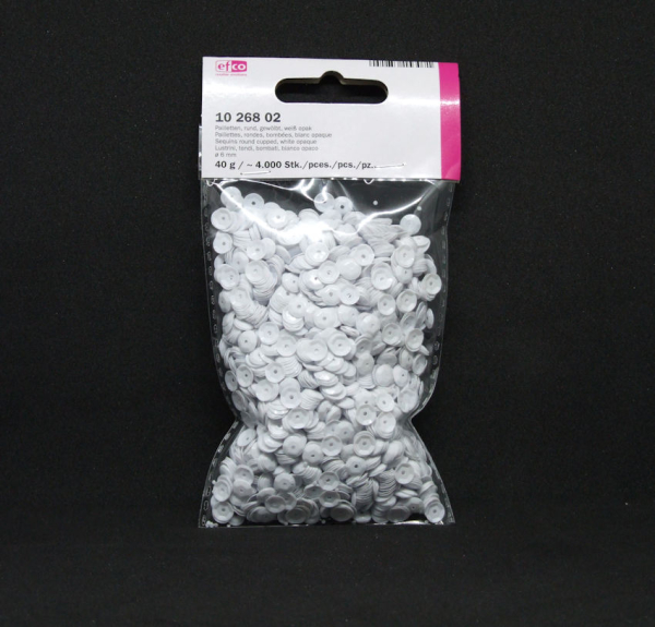 Pailletten gewölbt Ø 6mm - ca. 4.000 Stück - weiß