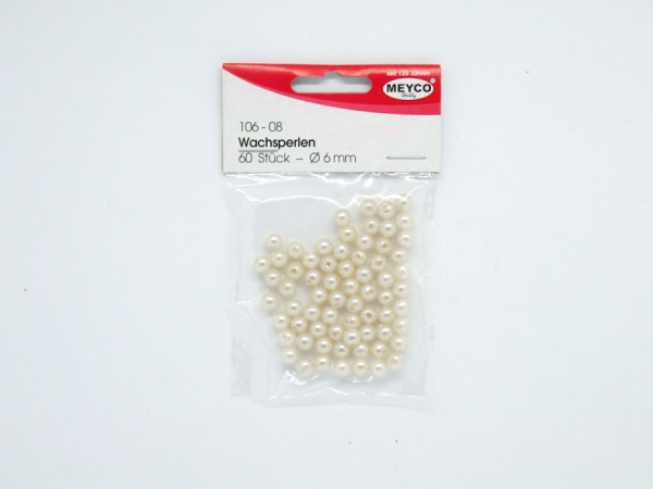 Wachsperlen Ø 6mm, ca. 60 Stück - champagner
