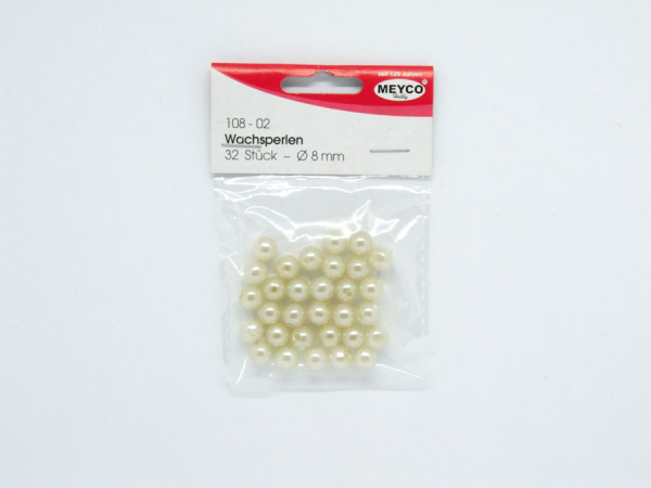 Wachsperlen Ø 8mm, ca. 32 Stück - pastellgelb