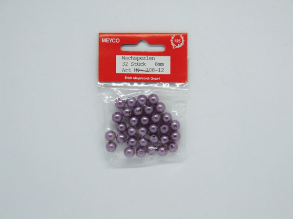 Wachsperlen Ø 8mm, ca. 32 Stück - violett
