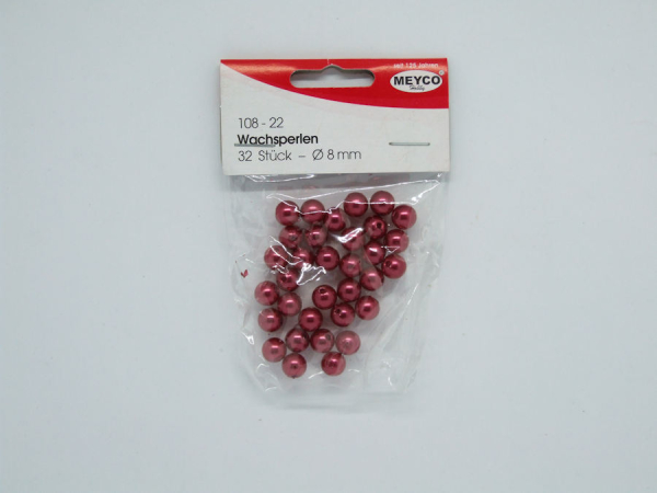 Wachsperlen Ø 8mm, ca. 32 Stück - rot
