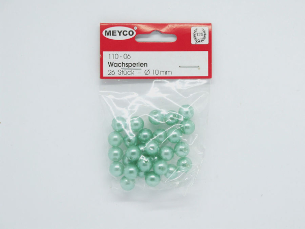 Wachsperlen Ø 10 mm, ca. 26 Stück - grün